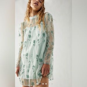 Free People Beautiful Cecelia Sheer Mini Dress. Size XL